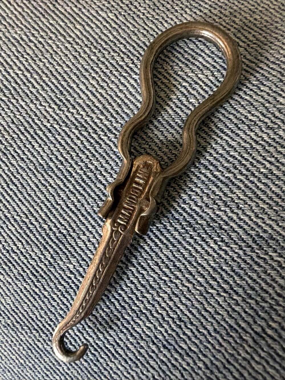Vintage Mandoline Depose Folding Advertising Button Hook for Boots and Corsets